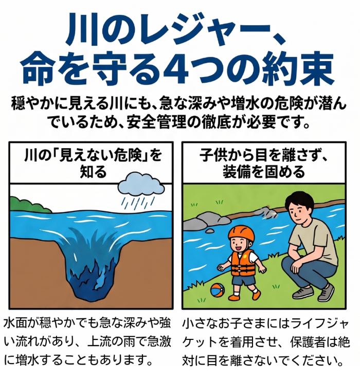 川のレジャー命を守る4つの約束1・2