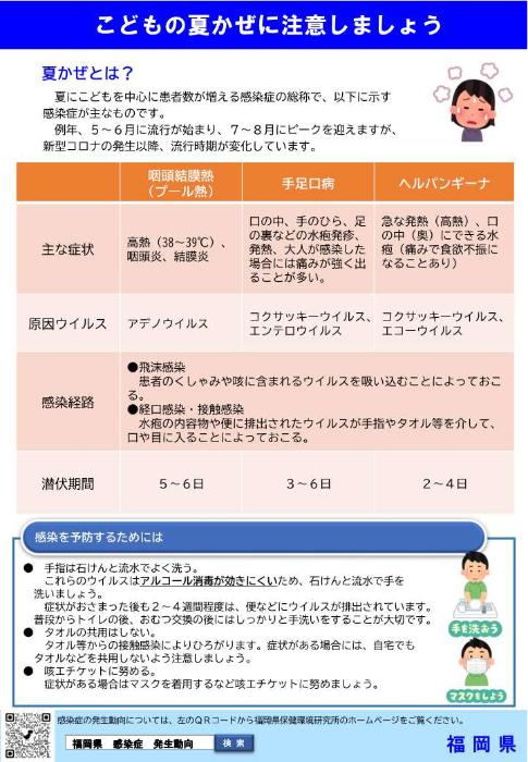 こどもの夏かぜに注意しましょう