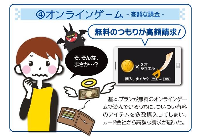 オンラインゲームでの高額な課金の案内チラシ