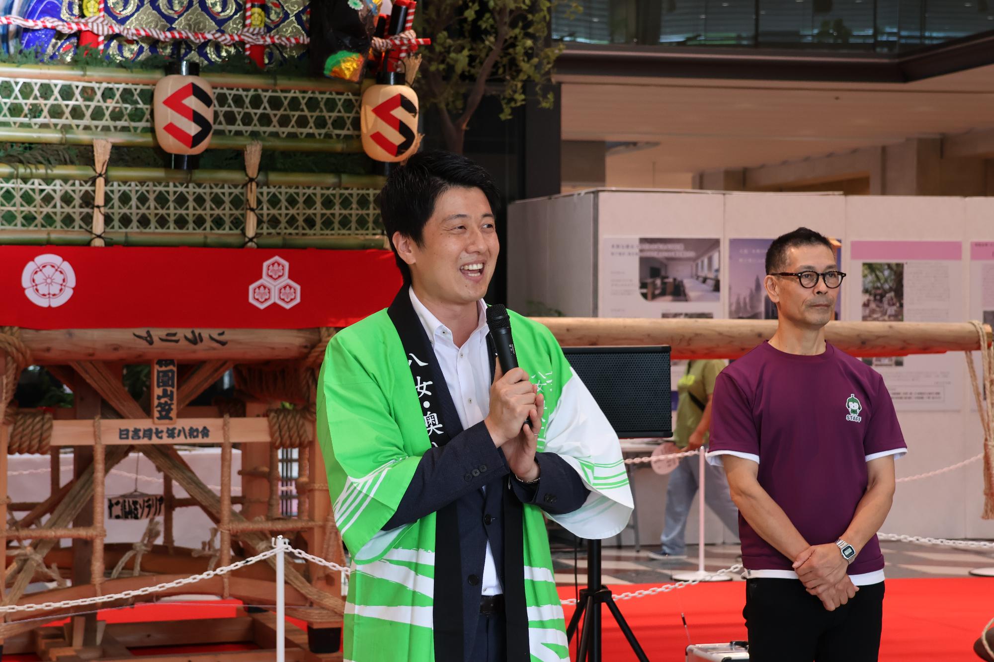 ソラリアプラザでの簑原市長あいさつ