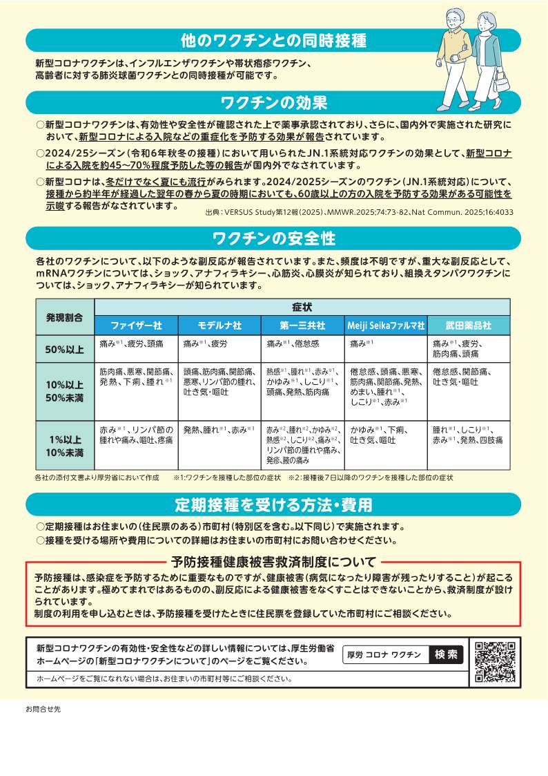 新型コロナウイルスワクチン定期接種（厚生労働省リーフレット）